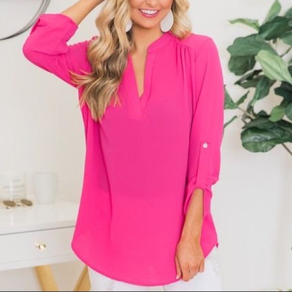 Magenta Sheer blouse - Ann Taylor Loft